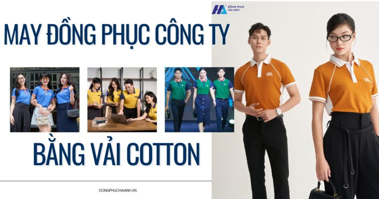 may đồng phục công ty bằng vải cotton- đồng phục Hải Anh