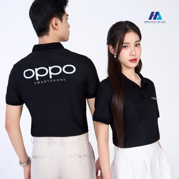 Áo polo Đồng Phục Công Ty OPPO màu đen trơn- đồng phục Hải Anh