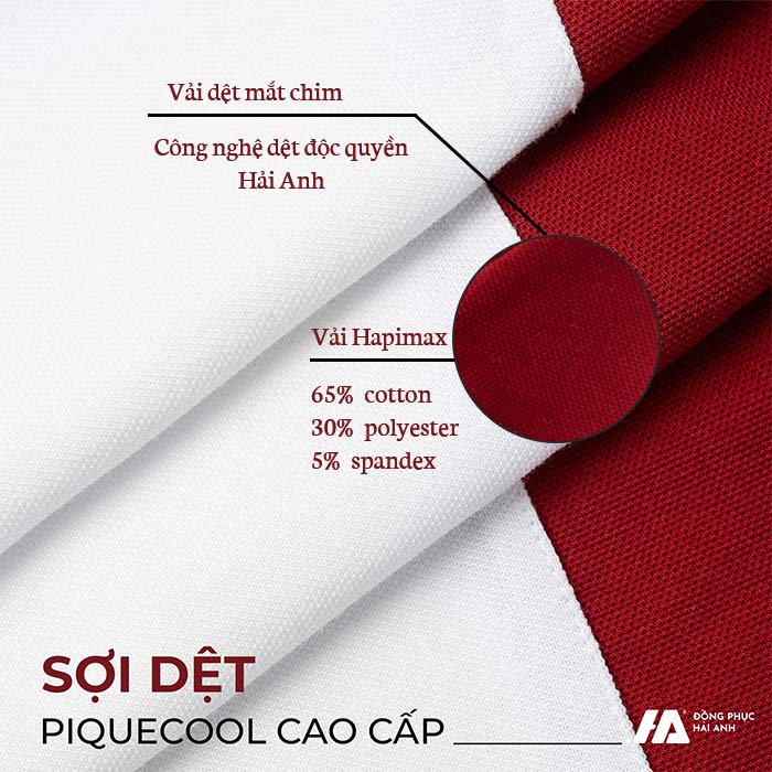 Chất liệu vải PiqueCool cao cấp và công nghệ dệt mắt chim độc quyền đồng phục Hải Anh