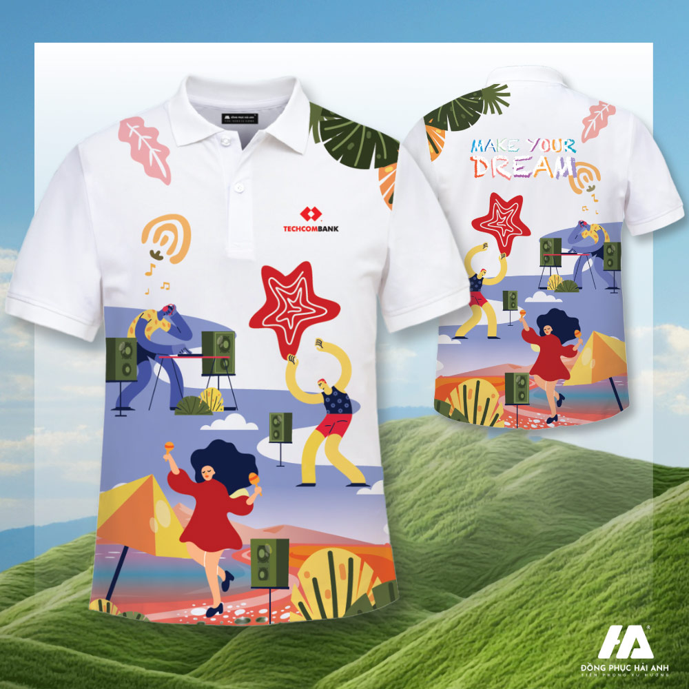 mẫu áo phông nhóm đi biển make your dream