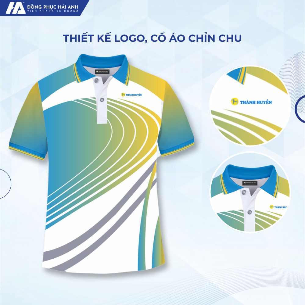 Đặc trưng thiết kế áo du lịch màu xanh dương phối vàng