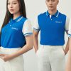 Áo đồng phục công ty Prime Cotton màu ya đậm phối màu trắng gạo