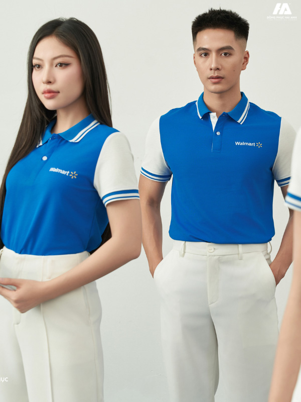 Áo đồng phục công ty Prime Cotton màu ya đậm phối màu trắng gạo
