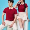 Áo đồng phục công ty Ultimate màu đỏ đô phối màu be