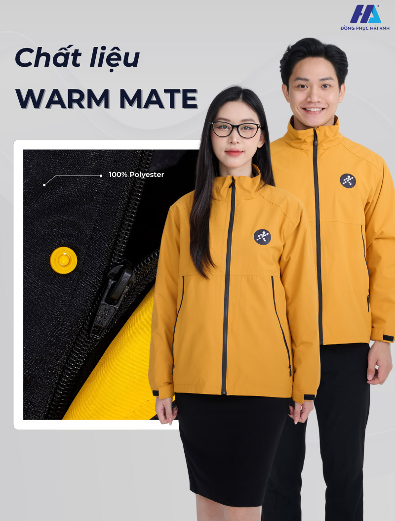 Vải áo gió Warm Mate có độ dày dặn, giữ nhiệt và độ bền cao