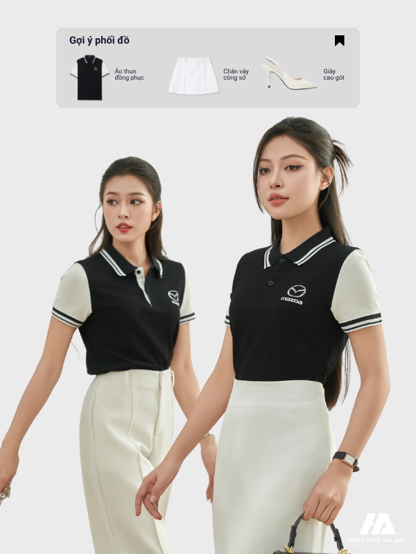 Áo đồng phục Prime Cotton đen phối trắng gạo có thể được mặc trong nhiều tình huống