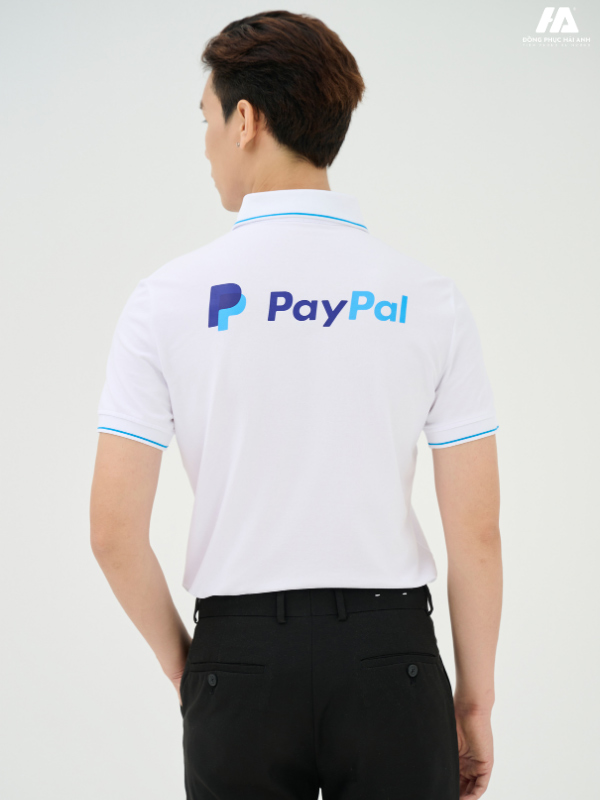 áo đồng phục công ty piquecool pro màu trắng gạo phối lé viền màu ya đậm