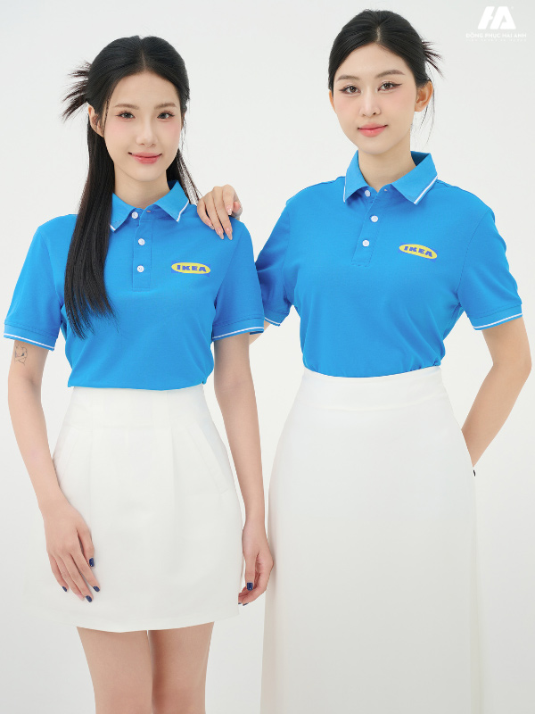 áo đồng phục công ty piquecool pro màu ya đậm phối lé viền màu trắng